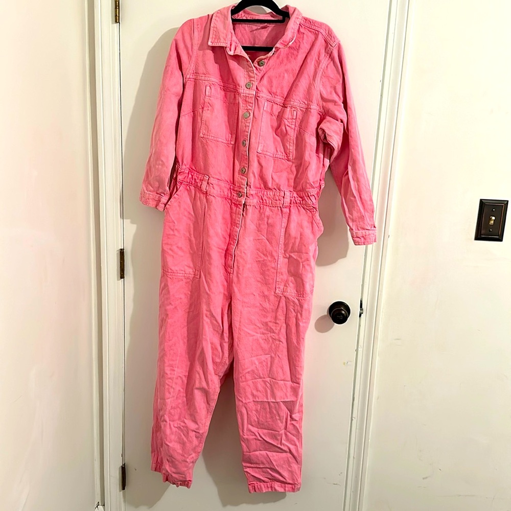 Old Navy Jump Suit, Hot Pink Denim Garage Work Fit